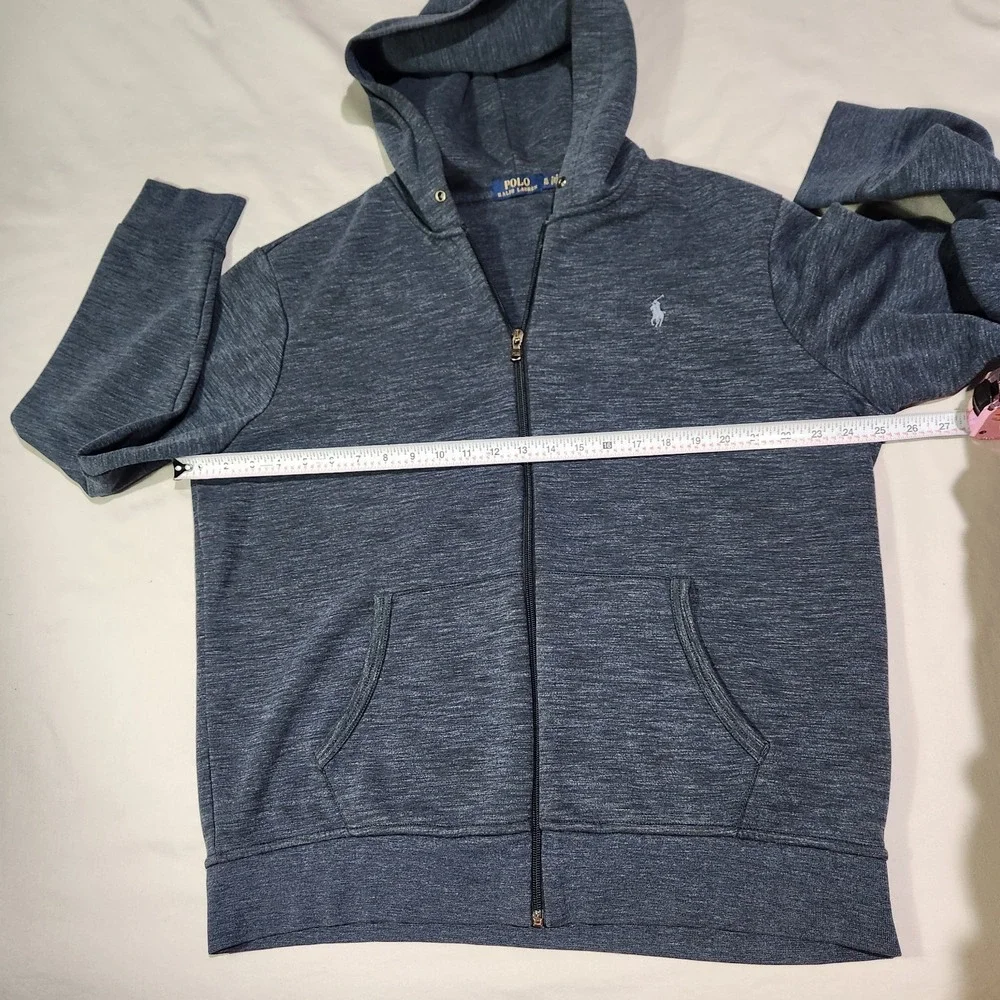 Polo Ralph Lauren Double Knit Full Zip Hoodie Mens XL Blue Eclipse Heather Navy‎